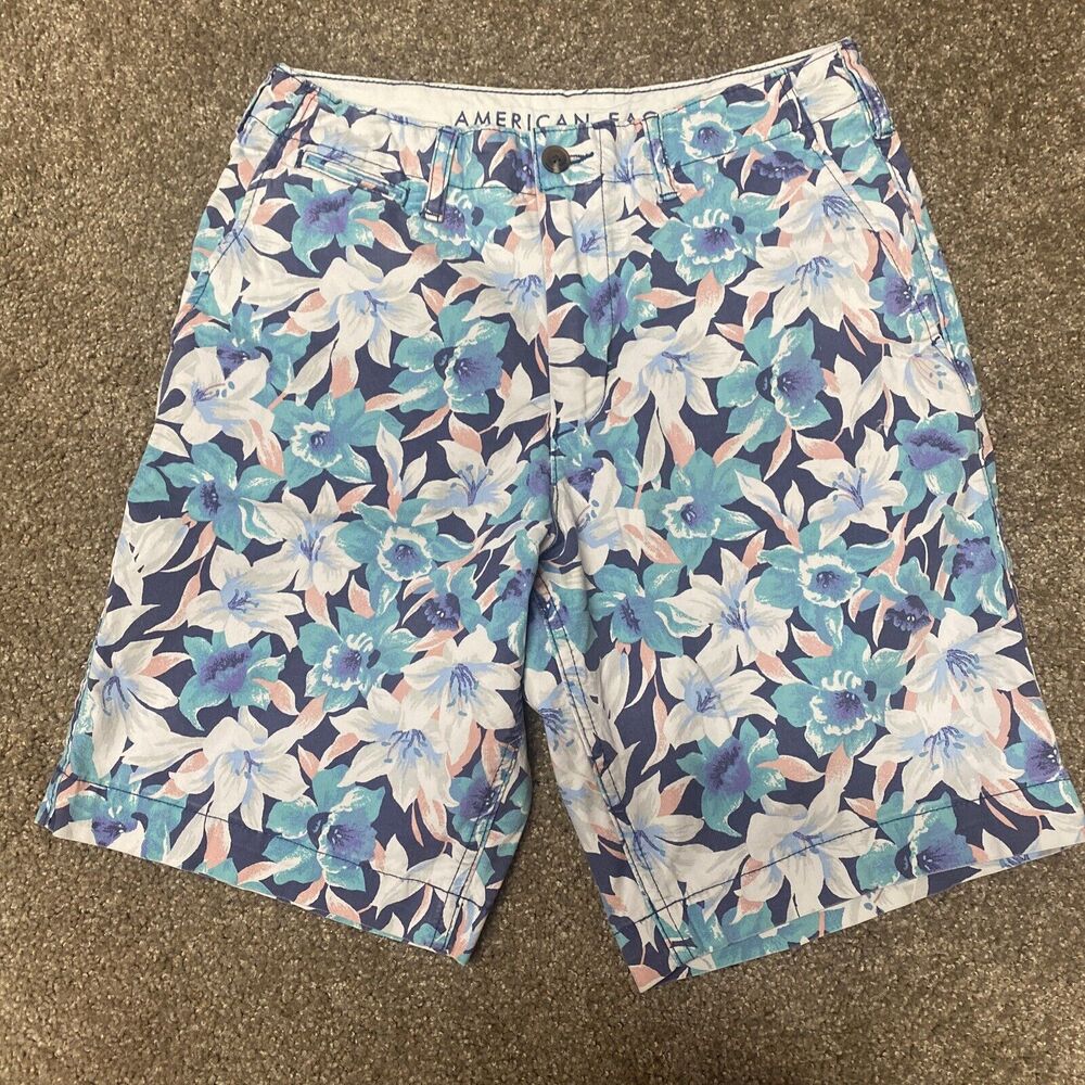 American Eagle Shorts Next Level Flex Mens Sz 30 Blue Floral Tropical Vacation‎